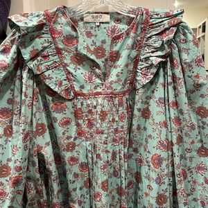 Sea size medium turquoise and floral dress